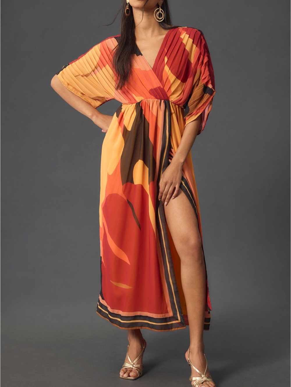 NWT Farm Rio Anthropologie Wrap Front Maxi Dress - Large Petite Fits M/L